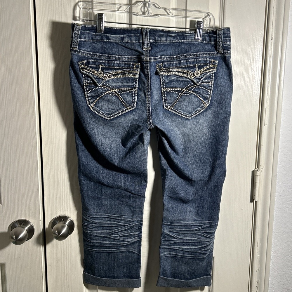 Rue 21 Thick Stitch Flap Pocket Womens 7/8 Cropped Blue Jeans